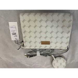 Nicole‎ Miller Monogram Crossbody Bag Cream with Coin Pouch NWT